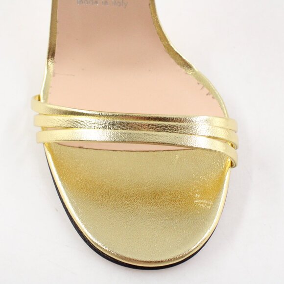 Pre-Owned Authentic Gucci Ilse Metallic Leather Heels in Gold IT Size 37.5 - Picture 9 of 15